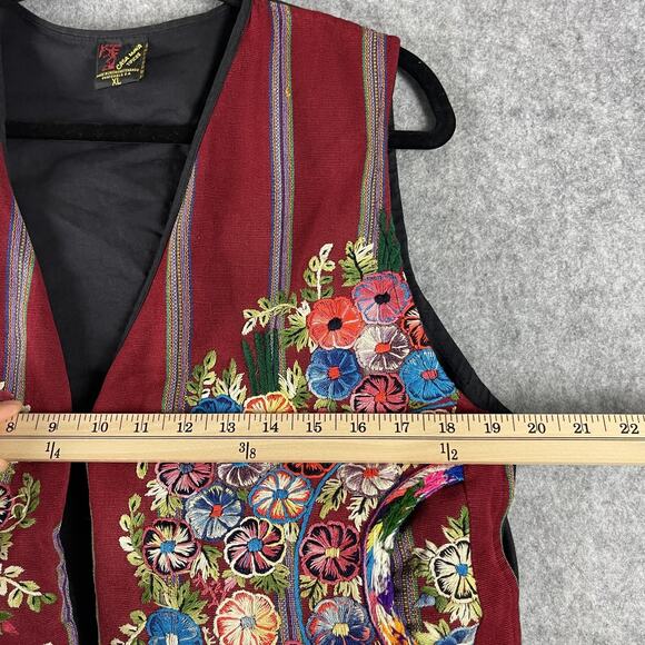 Casa Maya Guatemalan Vest Womens XL Floral Embroidery Huipil Boho Folk Artsy - Picture 6 of 14
